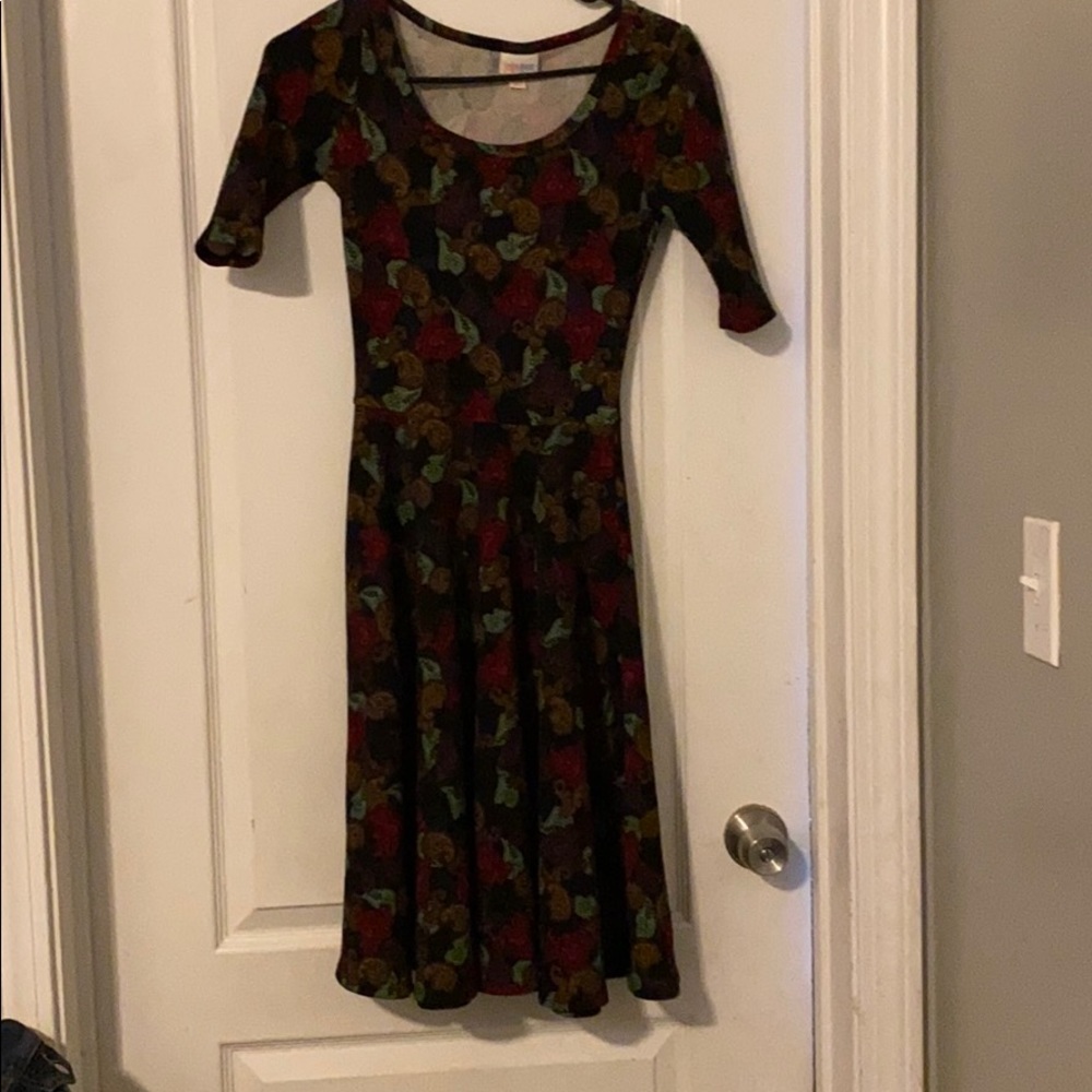 Black multi color paisley dress